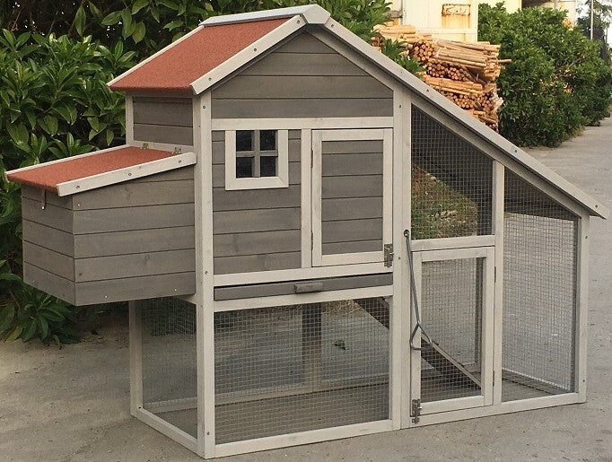 Large Grey Waterproof Chicken Coop Rabbit Hutch with Nesting Box