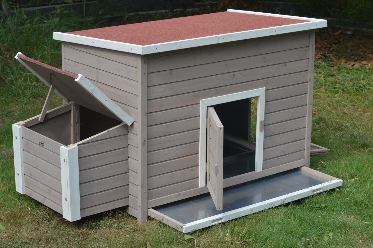 Waterproof Fir Wood XL Chicken Coop with Nesting Box