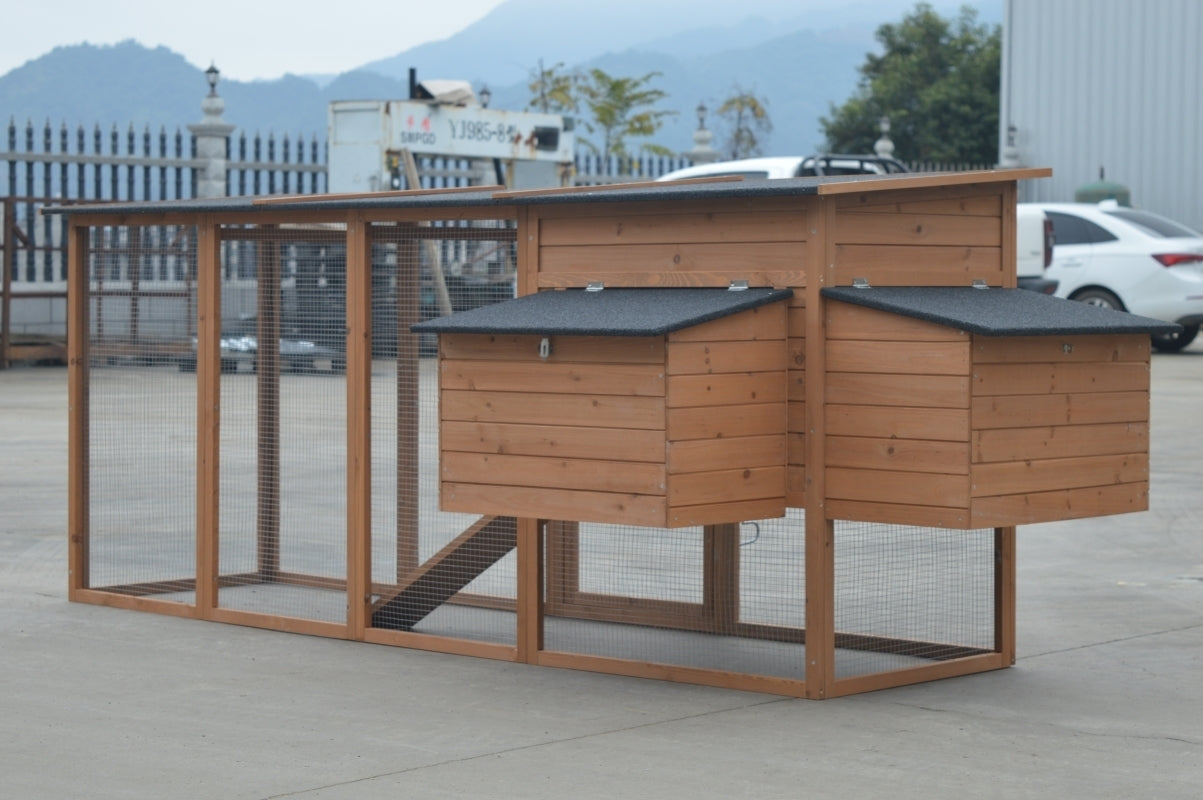 XXL 280cm Chicken Coop with Tray, Perches, Nesting Box - Yes4Pets