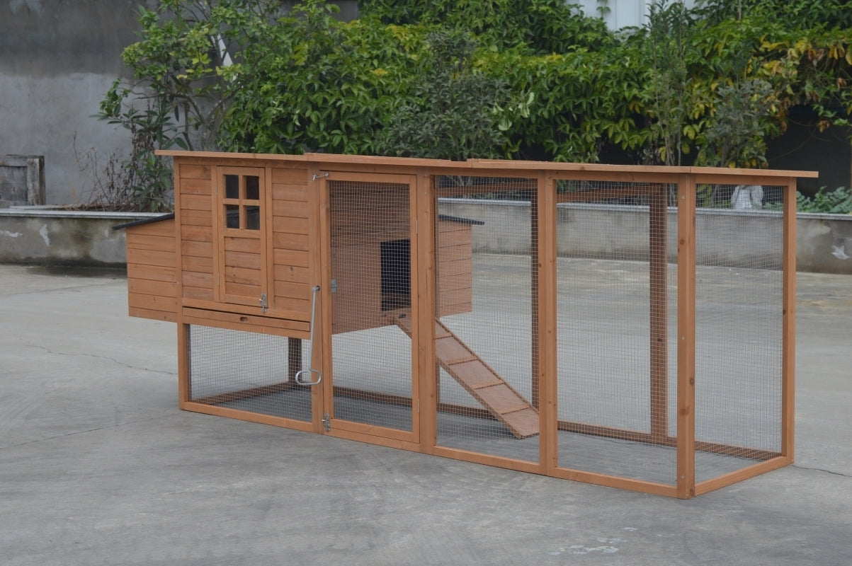 XXL 280cm Chicken Coop with Tray, Perches, Nesting Box - Yes4Pets