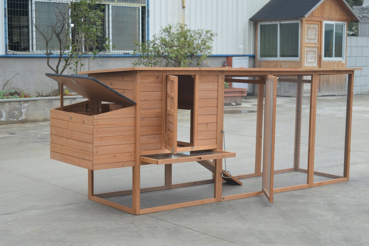 XXL 280cm Chicken Coop with Tray, Perches, Nesting Box - Yes4Pets