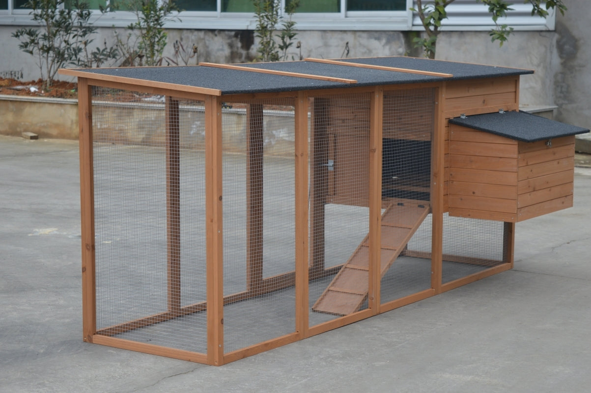 XXL 280cm Chicken Coop with Tray, Perches, Nesting Box - Yes4Pets