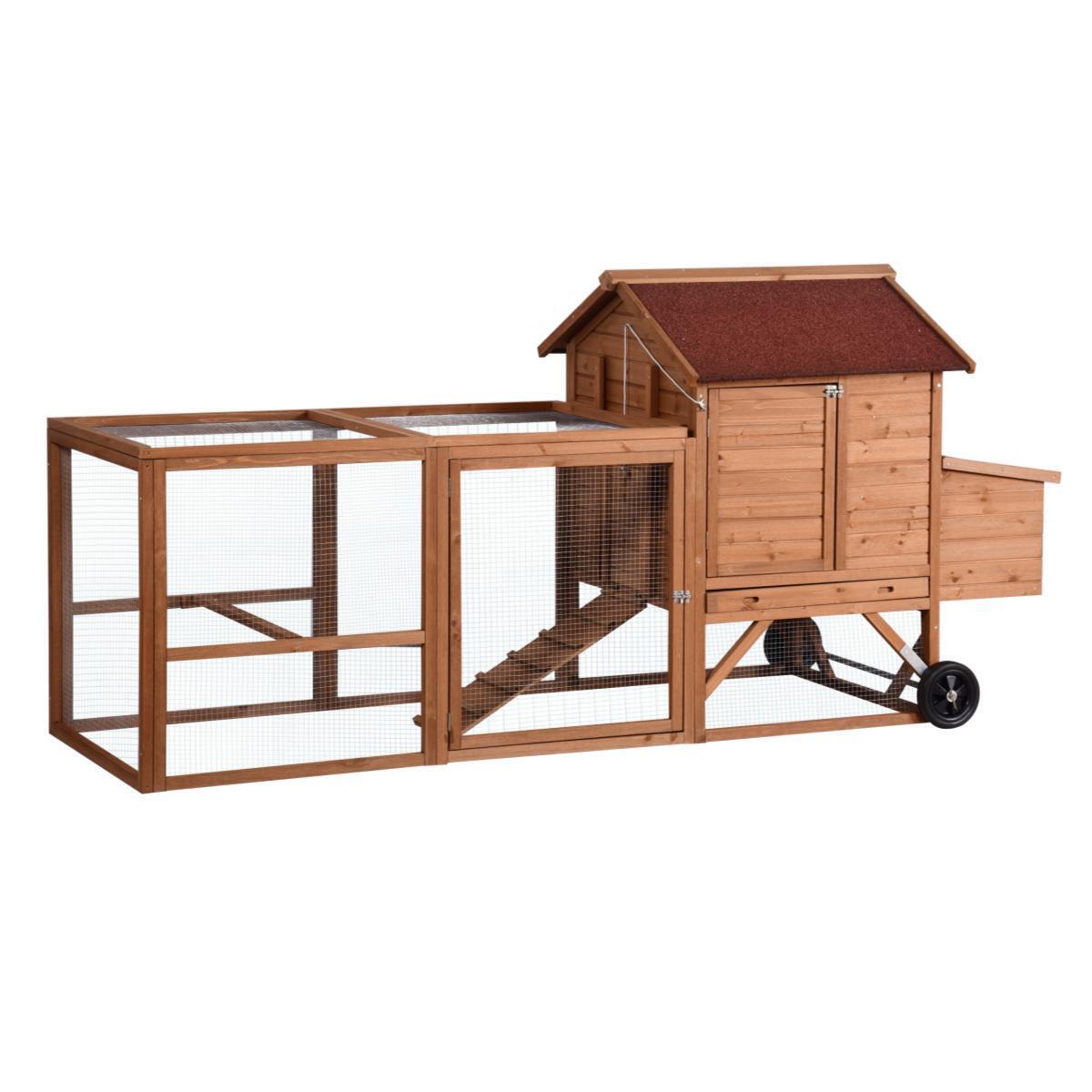 XL Wooden Chicken Coop Rabbit Hutch w/ Wheels & Nesting Box