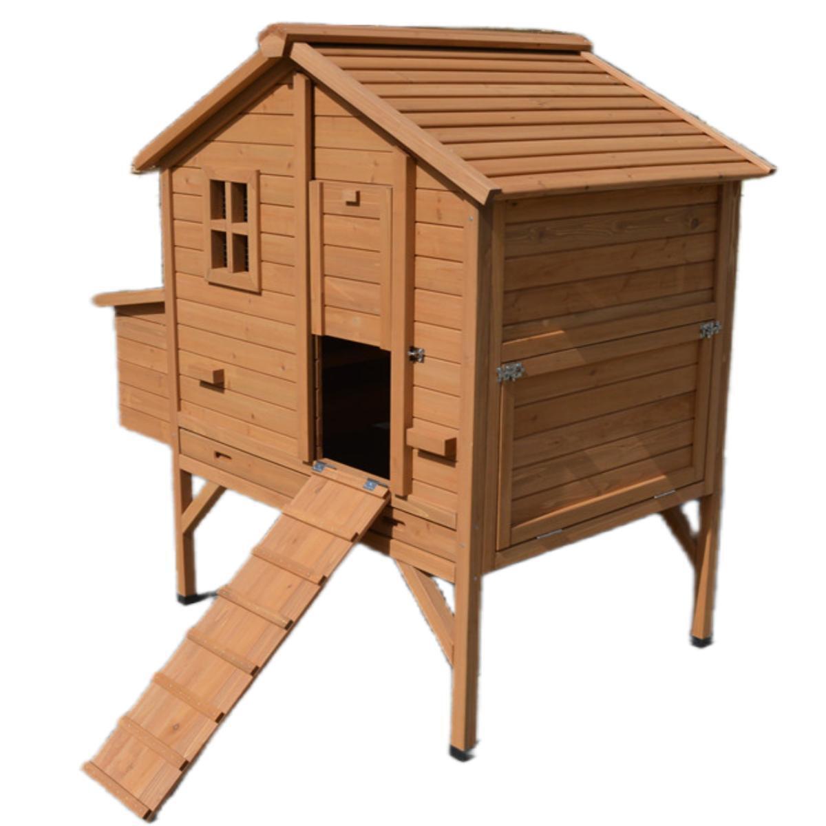 Wooden XL Chicken Coop Rabbit Hutch Cage, Holds 10 Chickens - YES4PETS