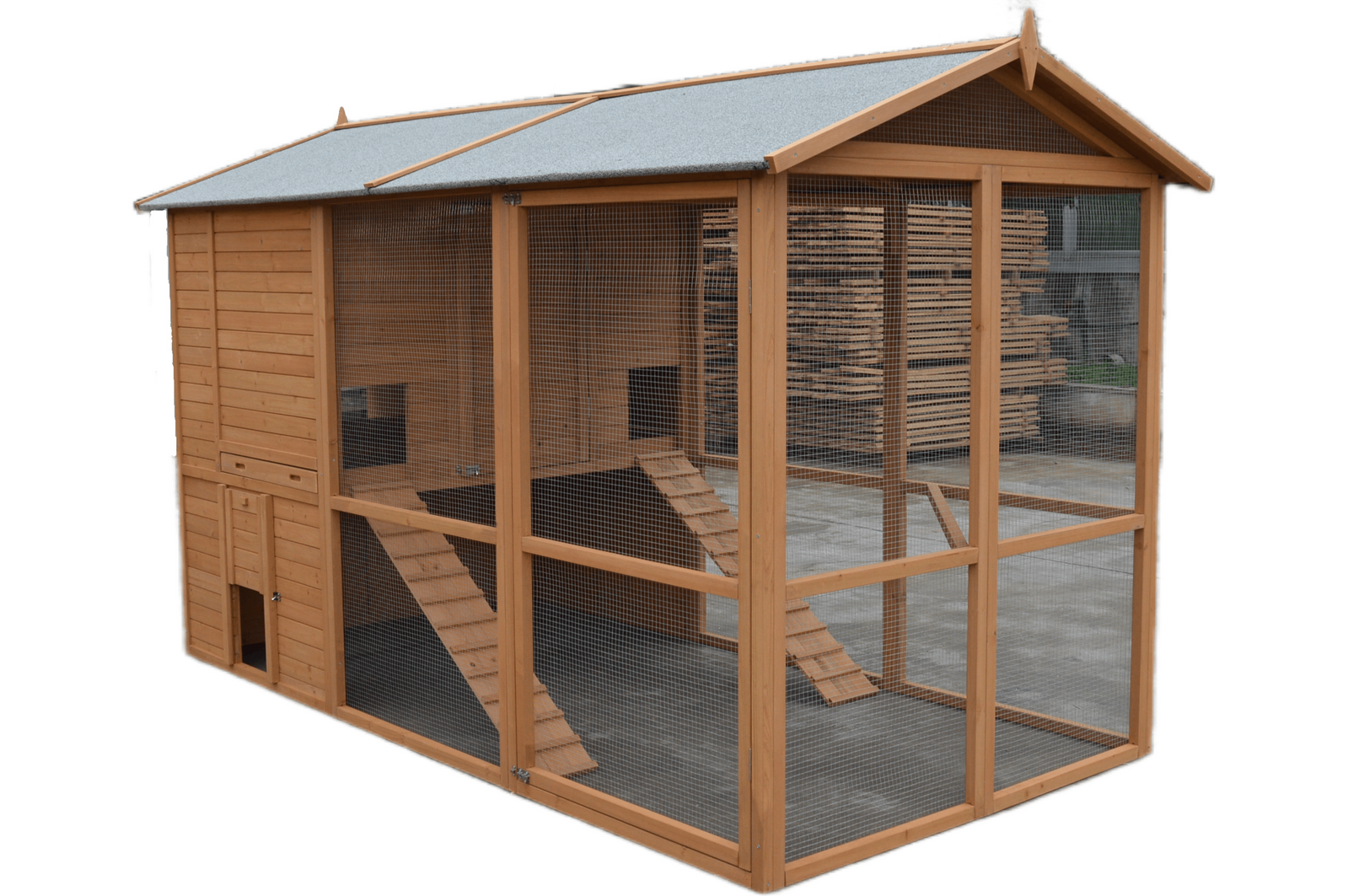 Durable Wooden XXXL Walk-in Chicken Coop with Nesting Box