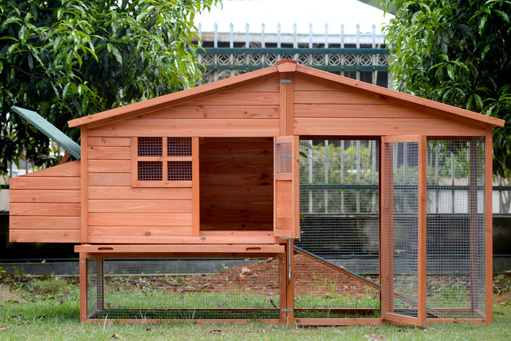 XL Chicken Coop 8 Chickens, Fir Wood, Waterproof, Easy Clean - YES4PETS