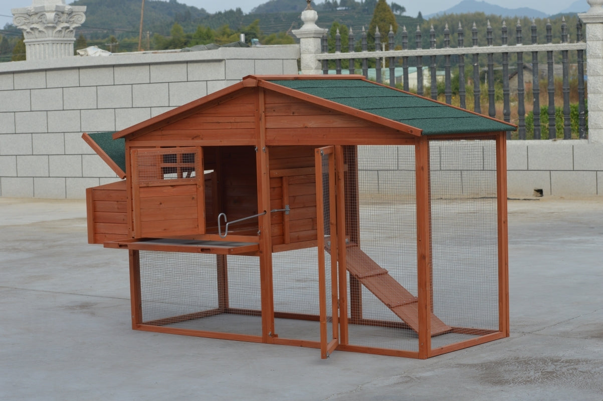 XL Chicken Coop 8 Chickens, Fir Wood, Waterproof, Easy Clean - YES4PETS