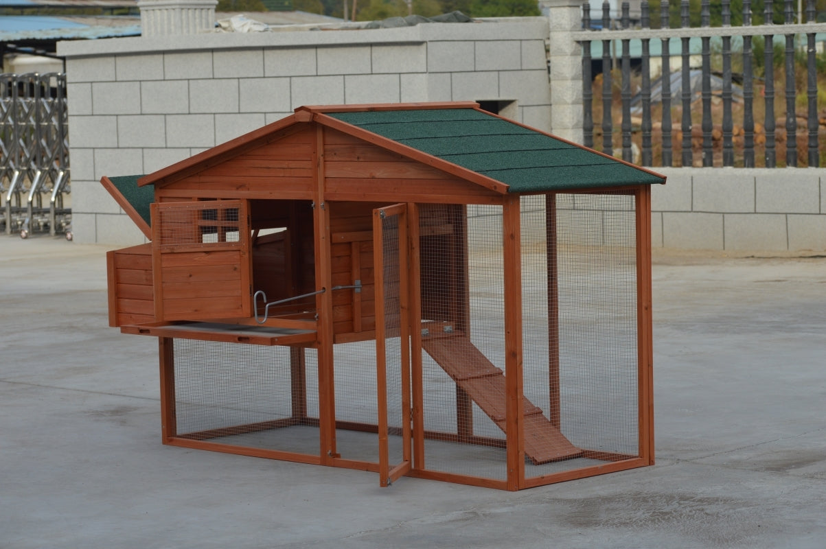 XL Chicken Coop 8 Chickens, Fir Wood, Waterproof, Easy Clean - YES4PETS