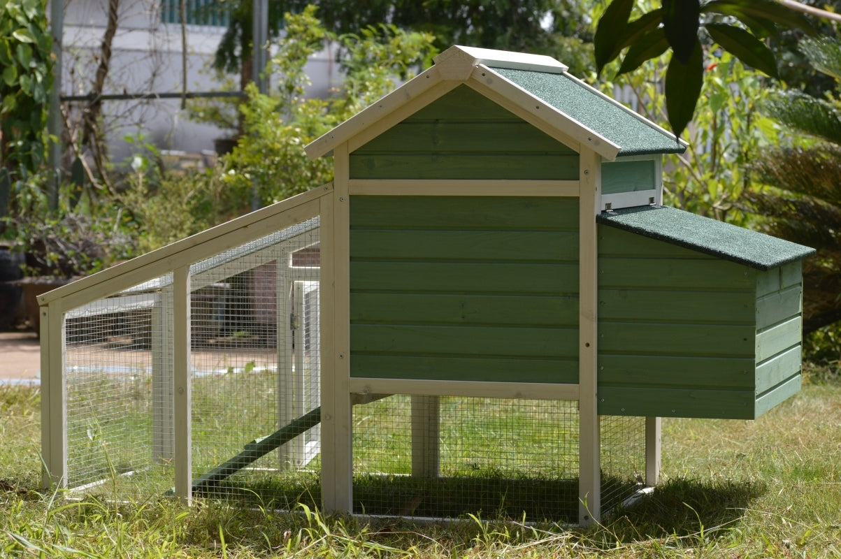 Durably Waterproof Chicken Coop & Rabbit Hutch, Green, 2 Pets