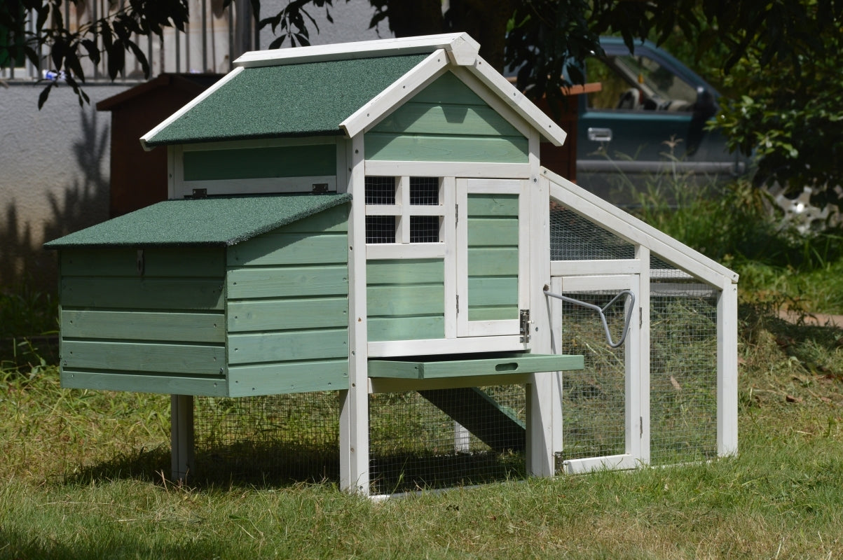 Durably Waterproof Chicken Coop & Rabbit Hutch, Green, 2 Pets