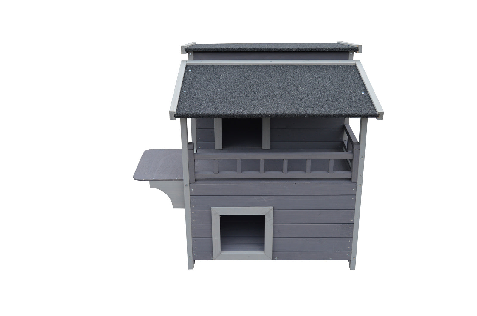 Waterproof 2-Story Fir Wood Cat Shelter with Escape Door