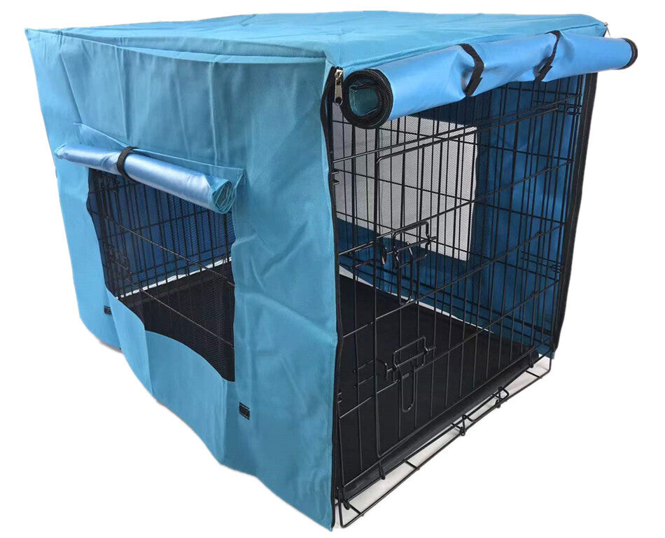 Foldable Metal Pet Crate with Cover, Doors, Tray - YES4PETS