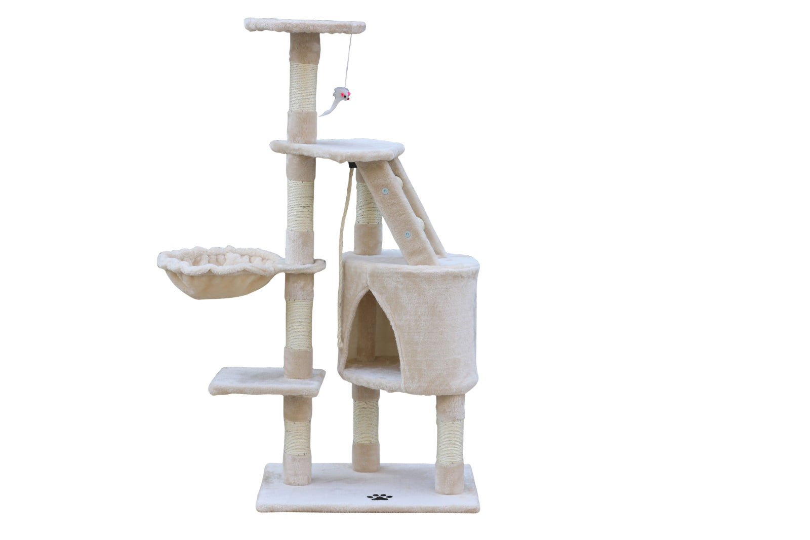 120cm Multi-Level Cat Tree, Sisal Post, Plush Cover - YES4PETS