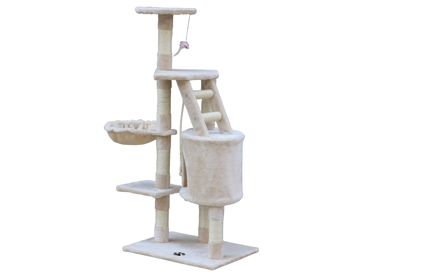 120cm Multi-Level Cat Tree, Sisal Post, Plush Cover - YES4PETS