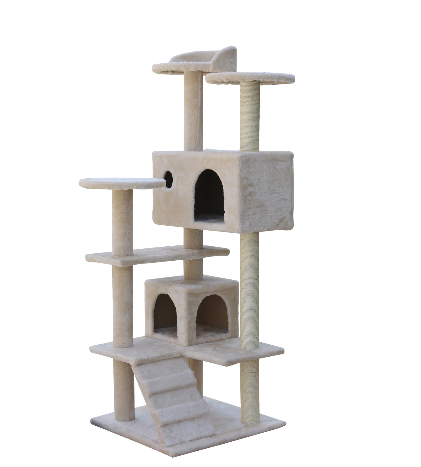 130cm Beige Cat Tree, Scratching Post with Bed Cubes, YES4PETS