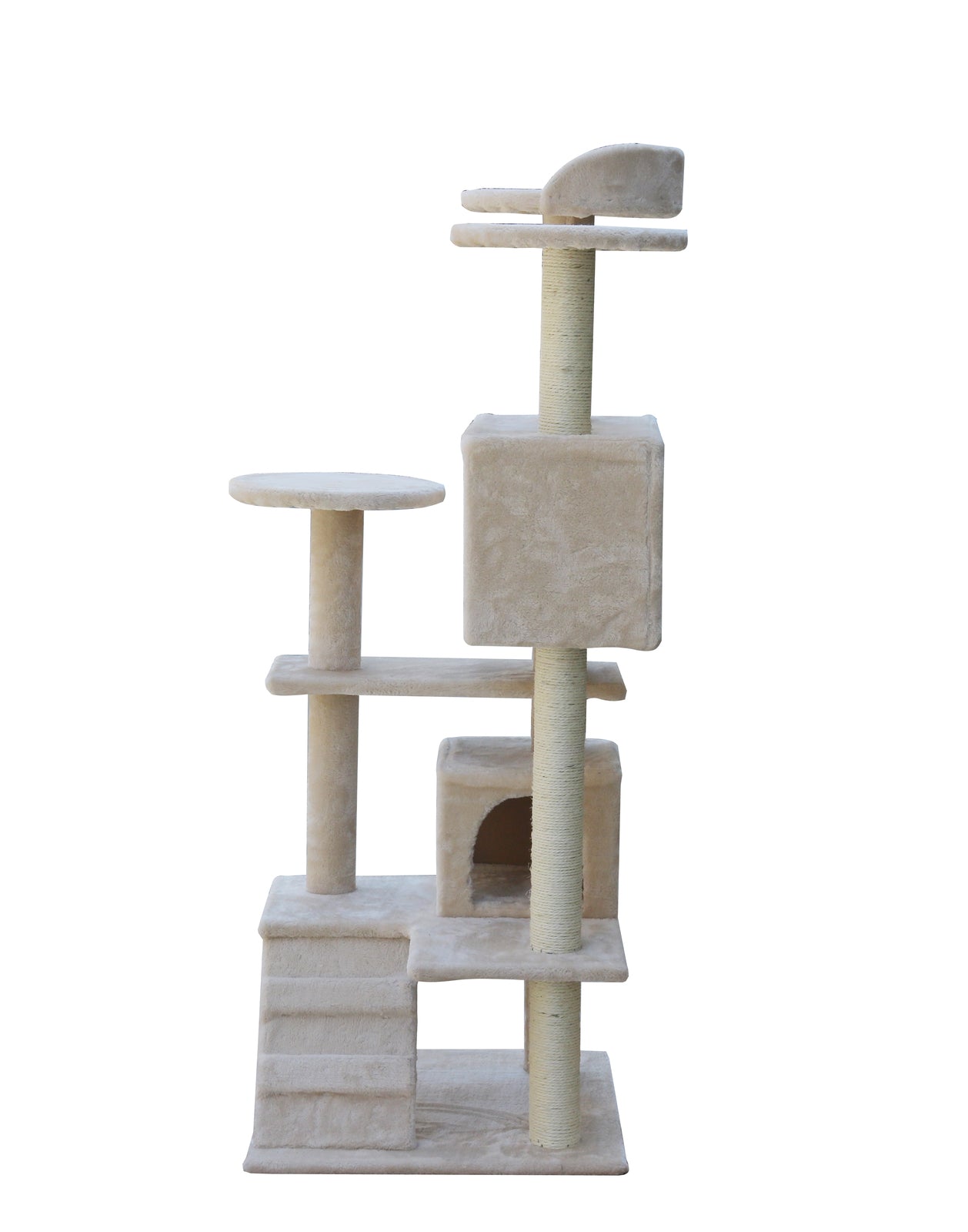 130cm Beige Cat Tree, Scratching Post with Bed Cubes, YES4PETS