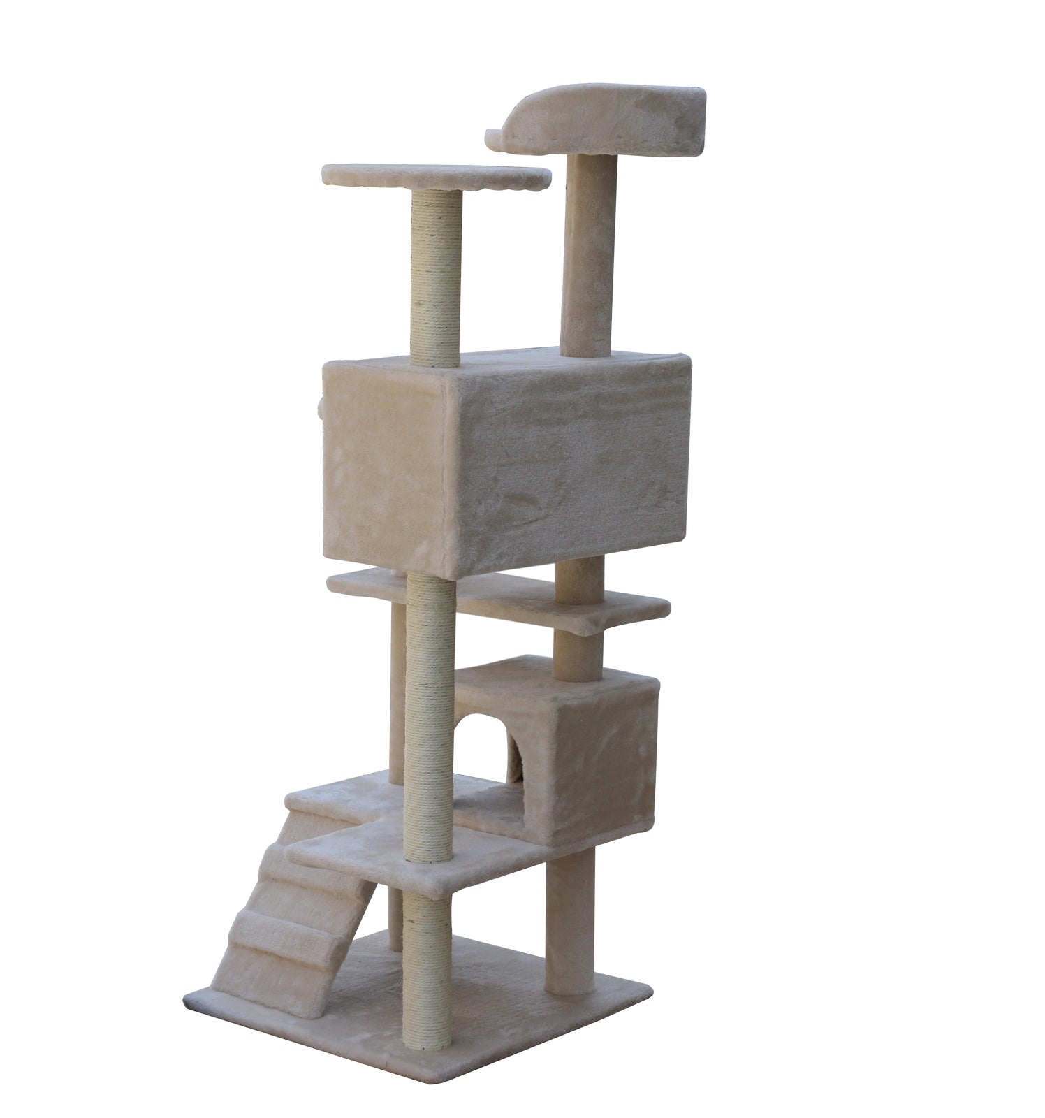 130cm Beige Cat Tree, Scratching Post with Bed Cubes, YES4PETS