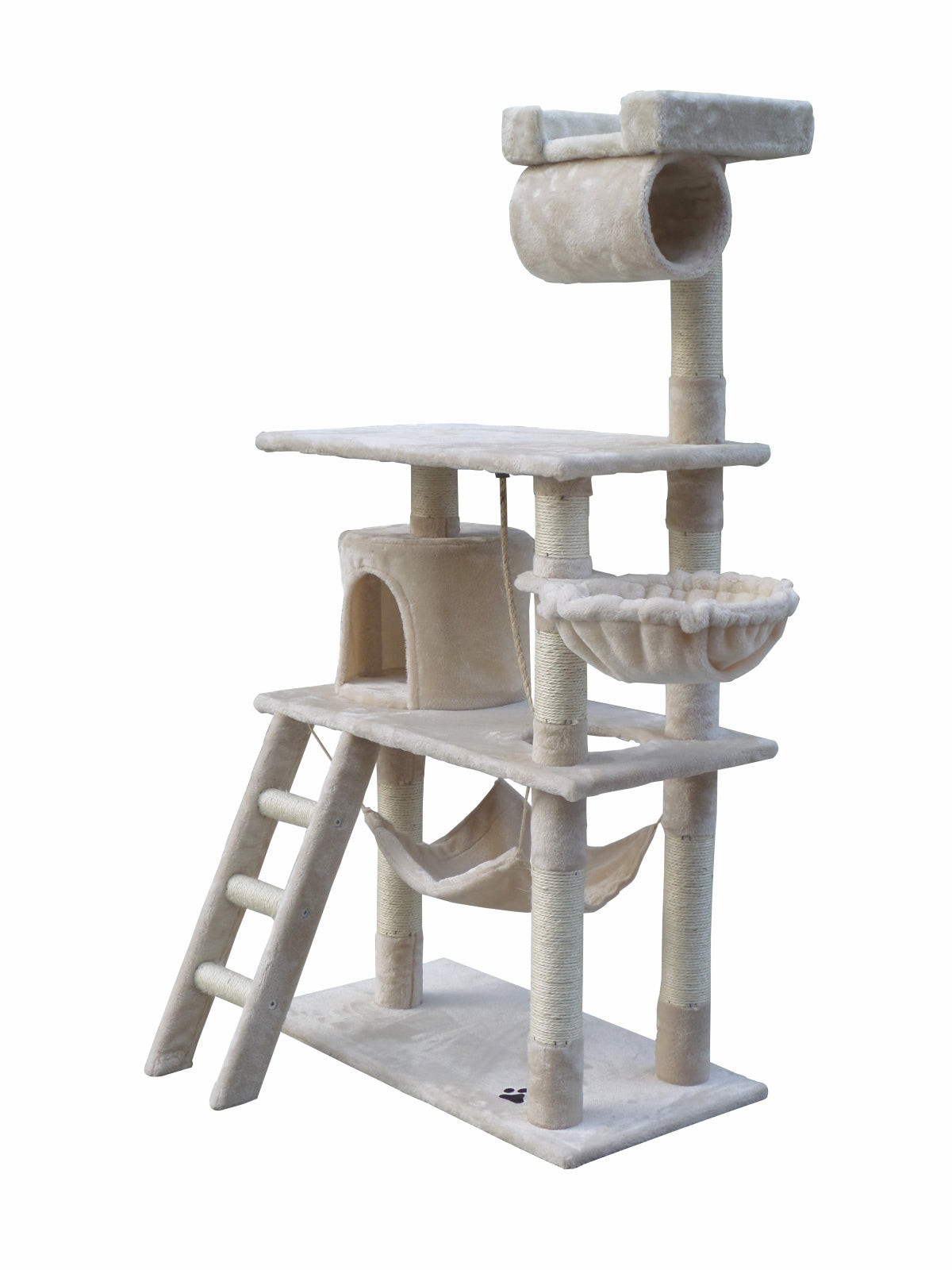 140cm Cat Tree with Hammock, Ladders, Sisal Poles - YES4PETS