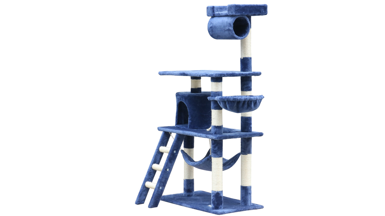 140cm Cat Tree with Sisal Poles, Hammock & Ladder - YES4PETS