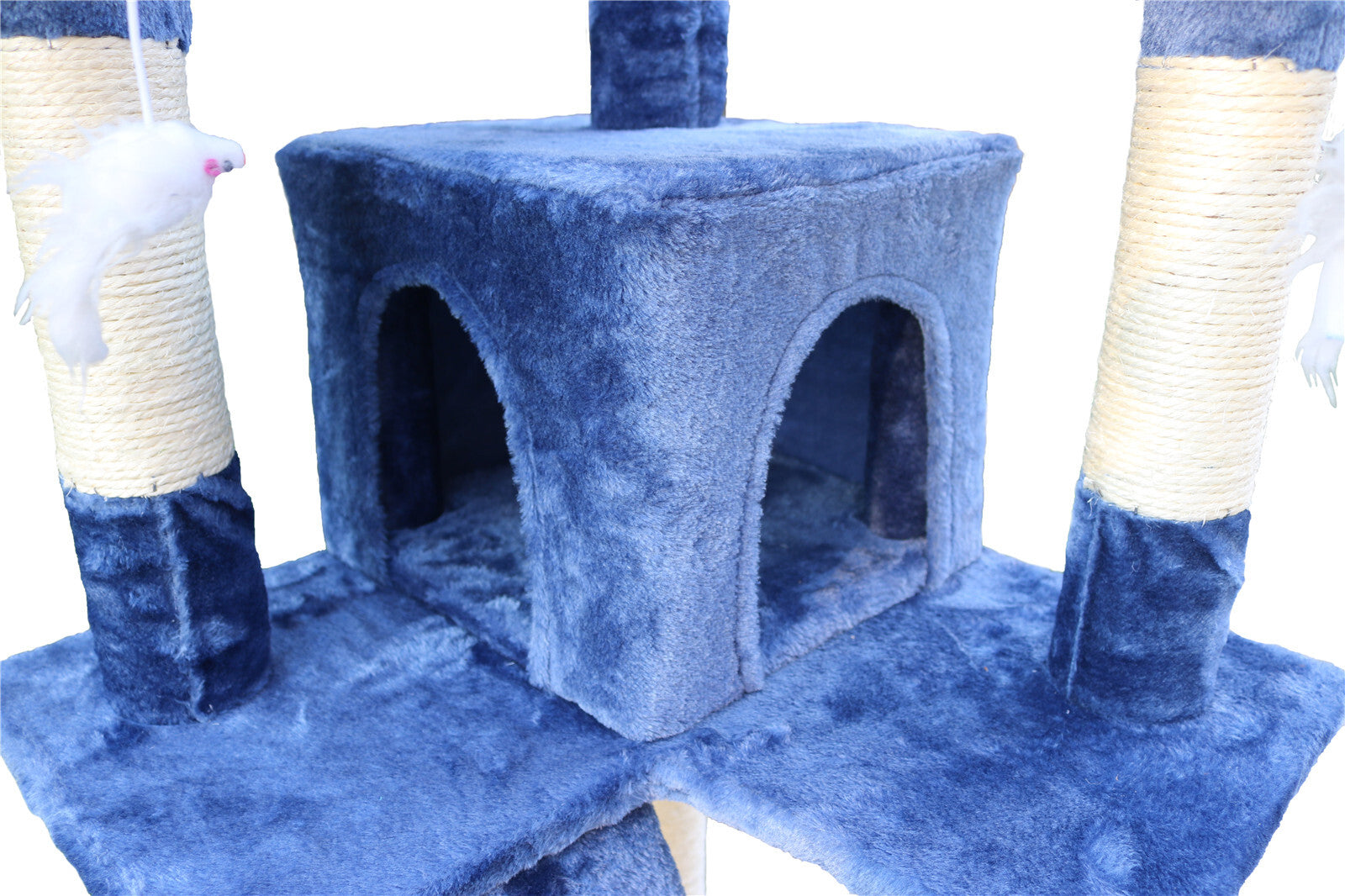 170cm Cat Tree Tower, Scratching Post, 2 Bed Cubes, Blue - YES4PETS