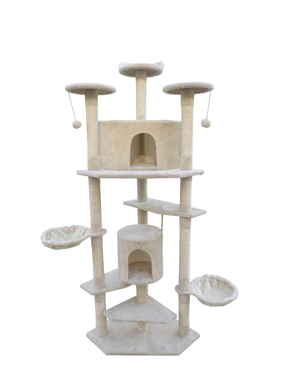 200cm Giant Cat Tree with Sisal Poles & Beds - YES4PETS