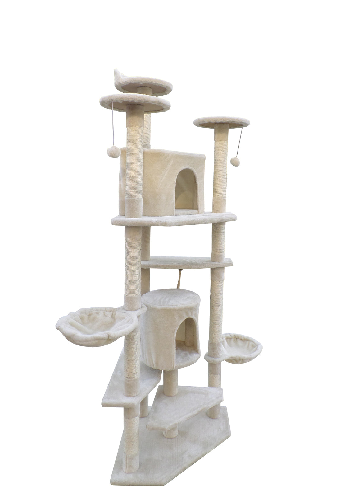 200cm Giant Cat Tree with Sisal Poles & Beds - YES4PETS