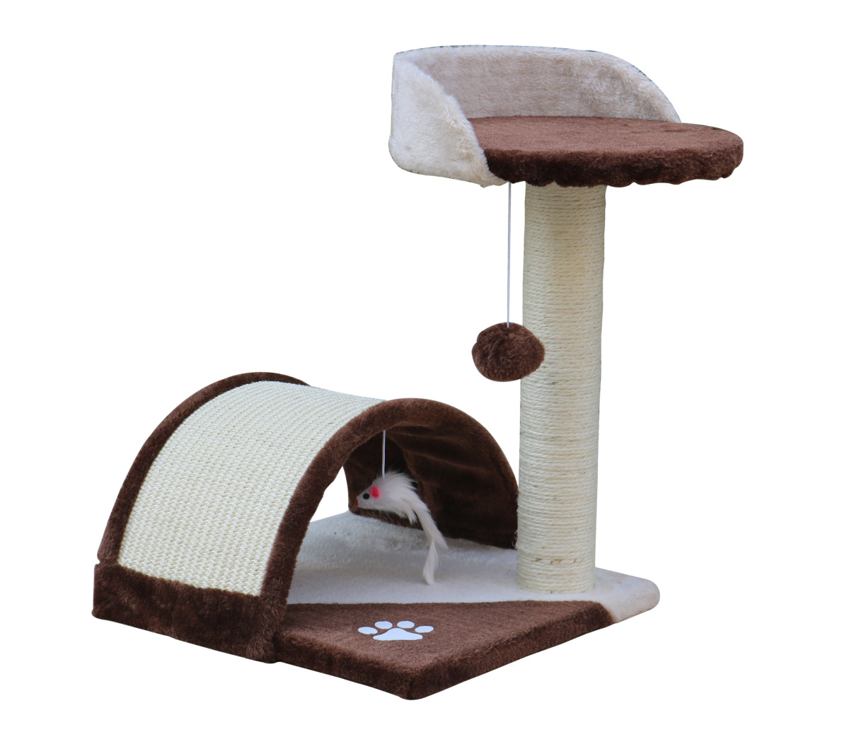 50cm Plush Cat Tree with Sisal Bridge & Perch - YES4PETS