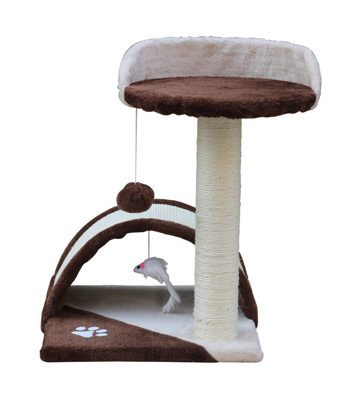 50cm Plush Cat Tree with Sisal Bridge & Perch - YES4PETS