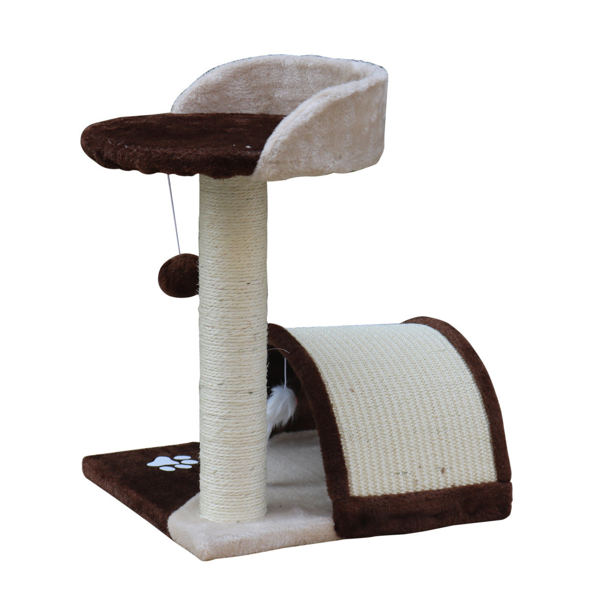 50cm Plush Cat Tree with Sisal Bridge & Perch - YES4PETS