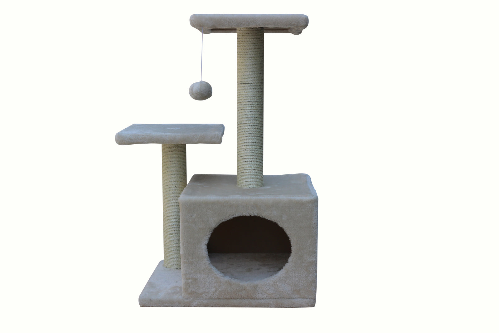 71cm Beige Cat Tree with Sisal Poles and Platforms