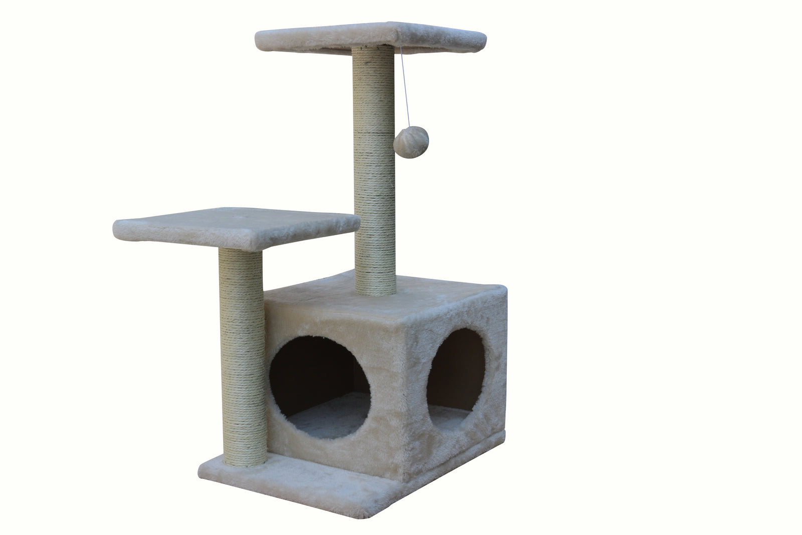 71cm Beige Cat Tree with Sisal Poles and Platforms