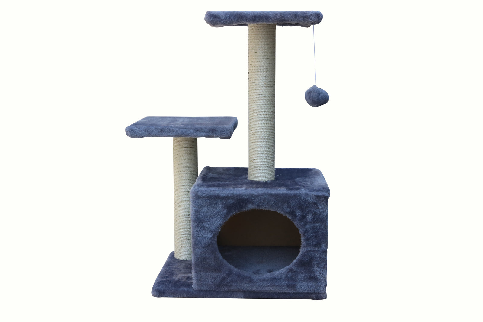 71cm Grey Cat Tree with Sisal Poles, Platforms & Resting Box