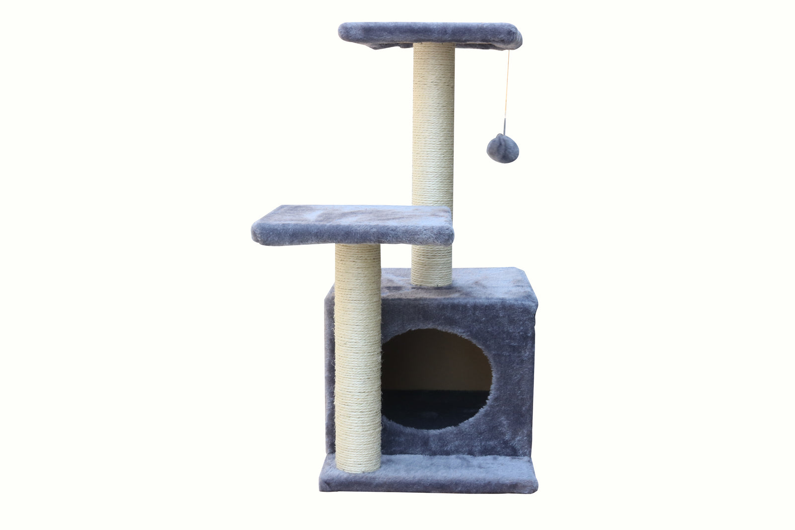 71cm Grey Cat Tree with Sisal Poles, Platforms & Resting Box