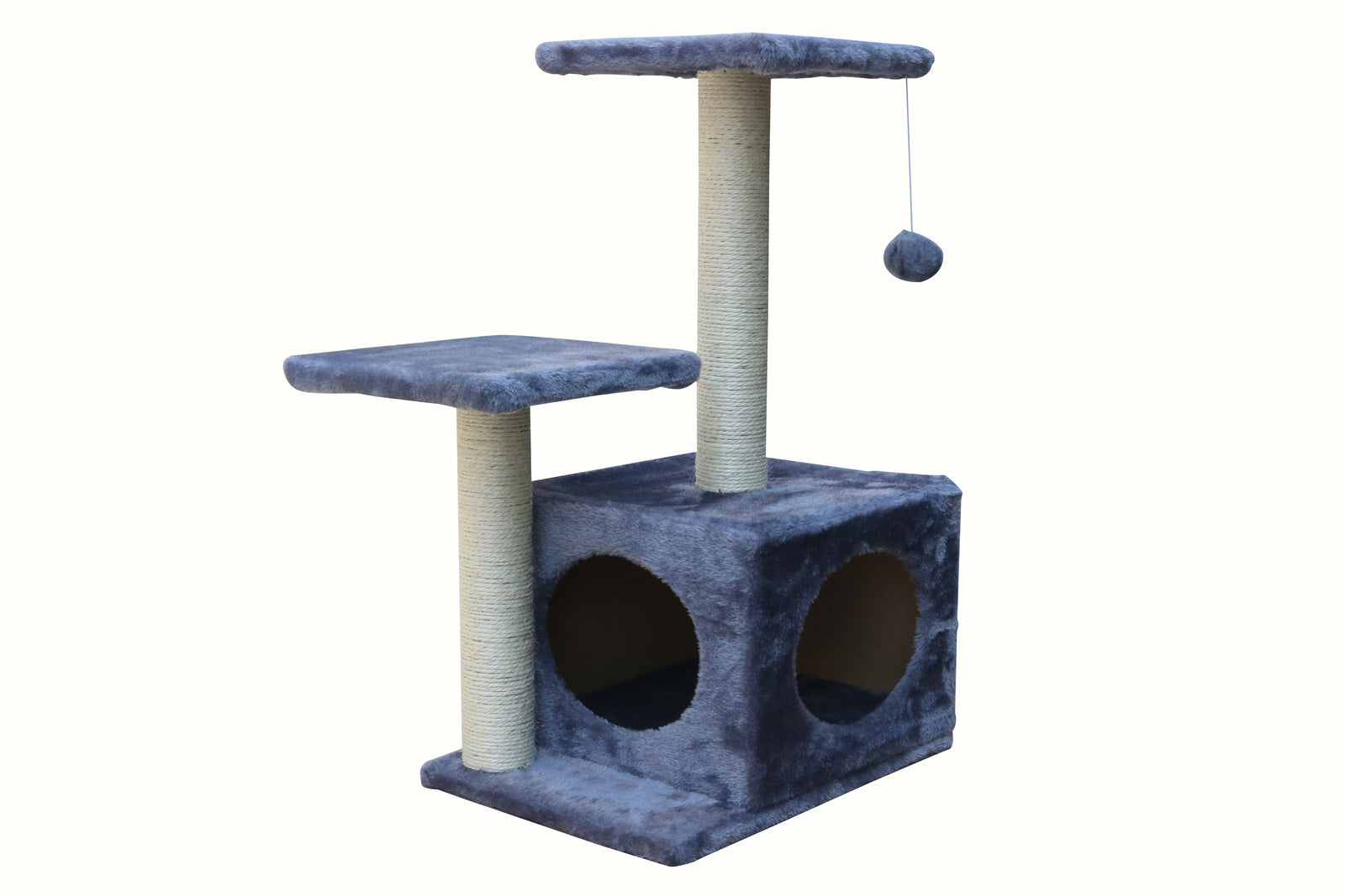 71cm Grey Cat Tree with Sisal Poles, Platforms & Resting Box