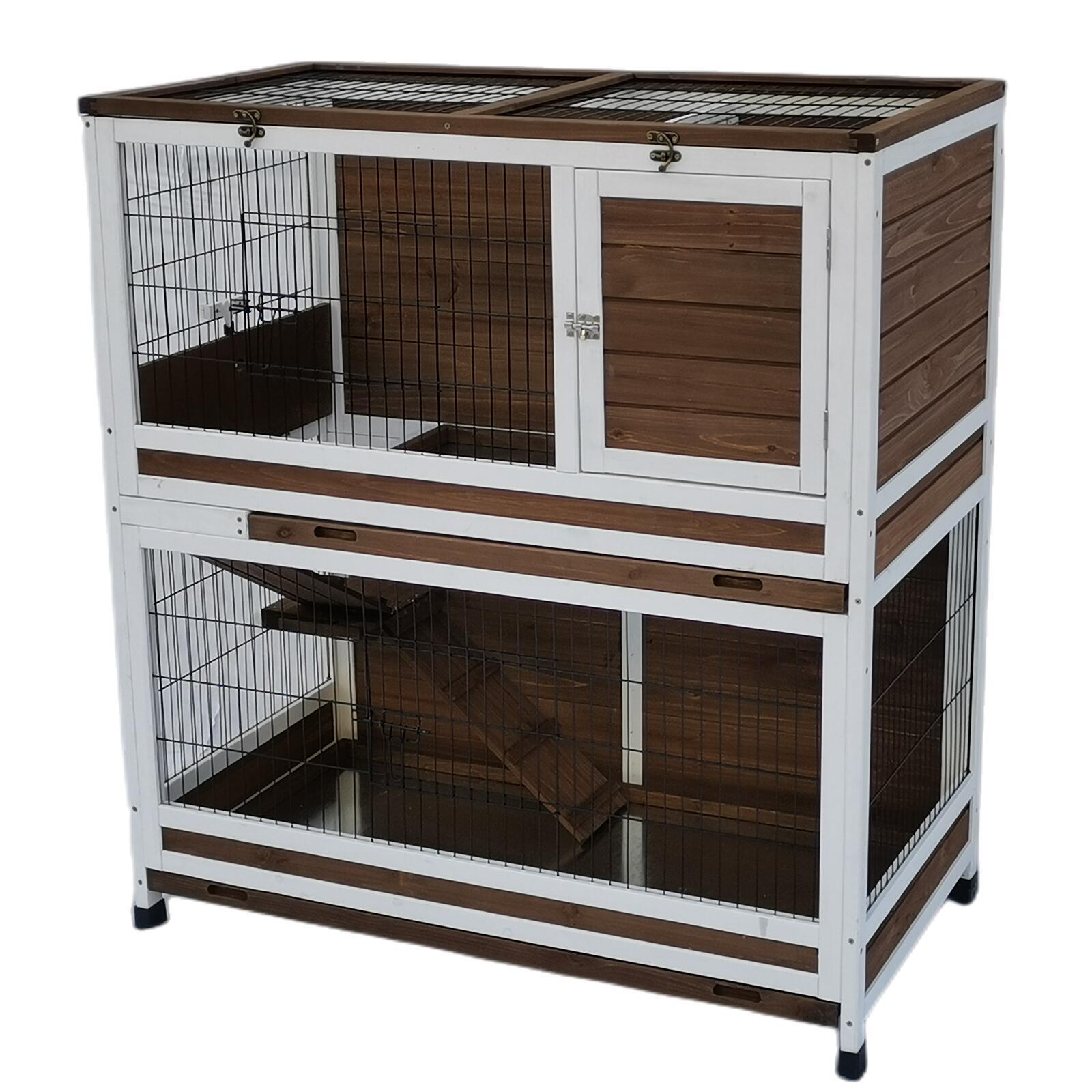 Waterproof Double Storey Rabbit Hutch W/ Pull Out Tray - YES4PETS