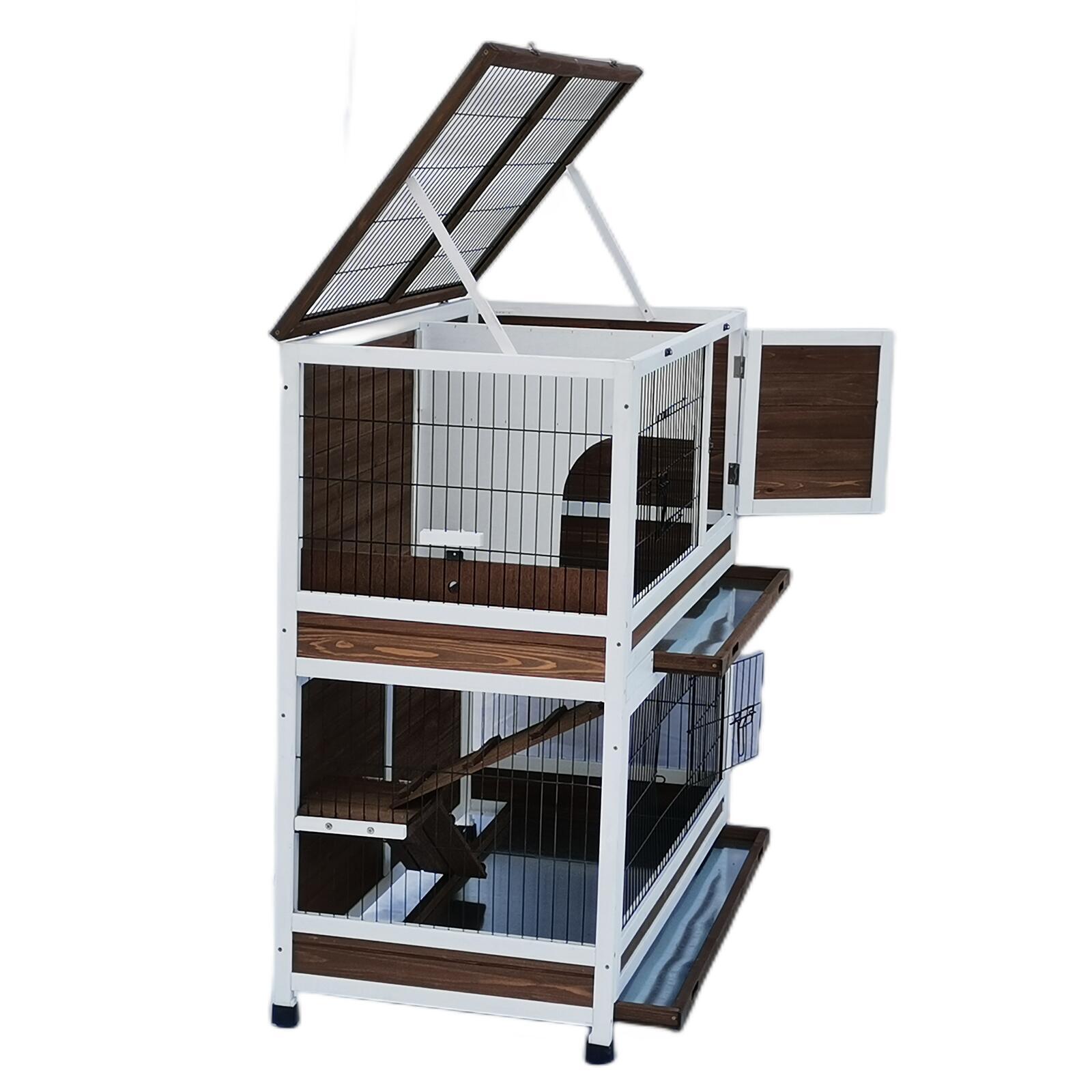 Waterproof Double Storey Rabbit Hutch W/ Pull Out Tray - YES4PETS