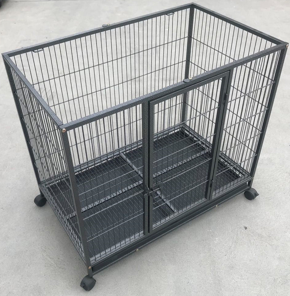 Heavy-Duty Metal Pet Cage with Wheels & Tray, Medium YES4PETS