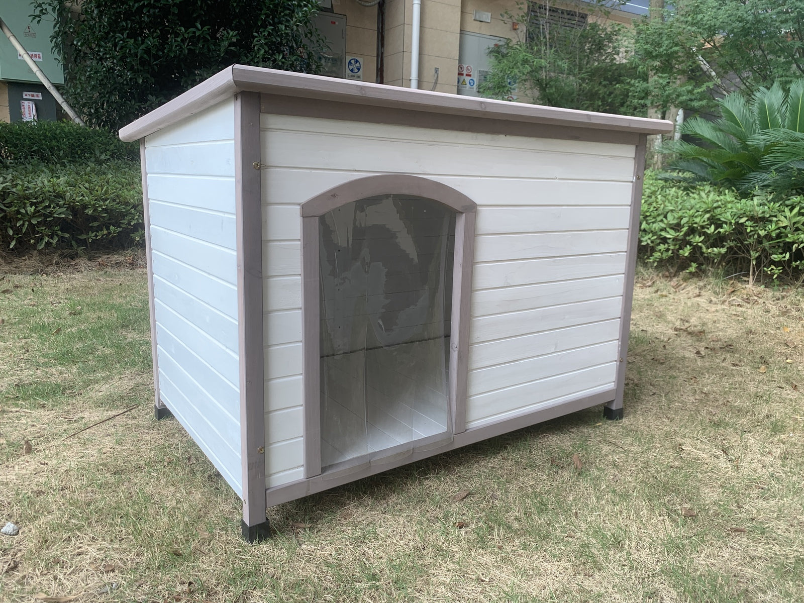 Elevated Wooden Dog Kennel with Asphalt Roof, Large - YES4PETS