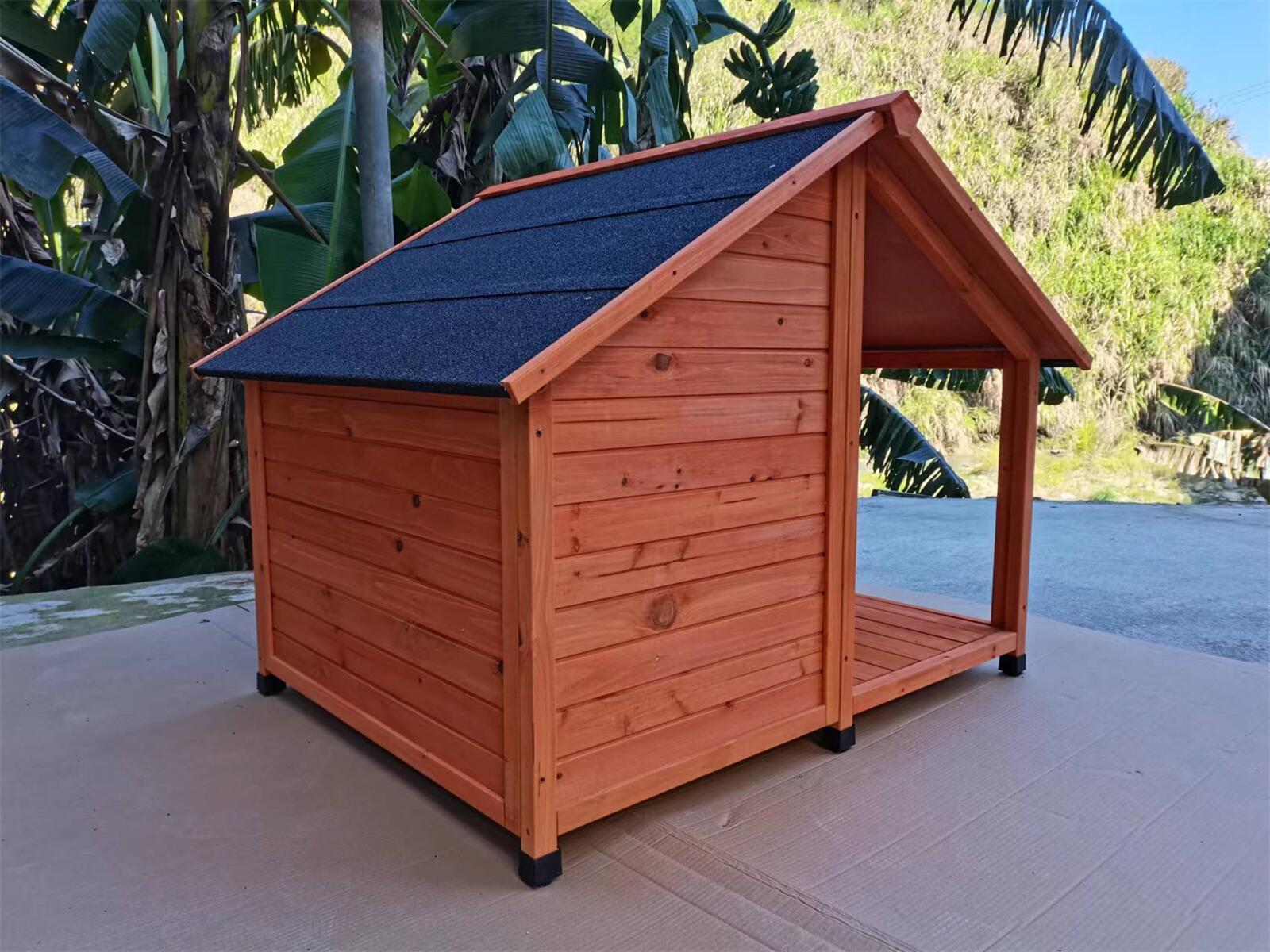 Elevated Wooden Dog Kennel with Asphalt Roof