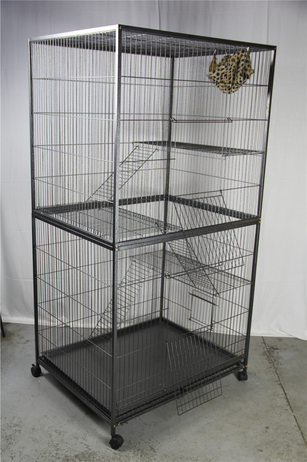 Spacious 4-Level Parrot Ferret Hamster Bird Cage with Hammock