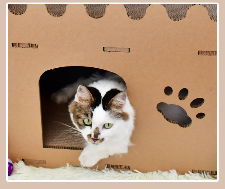 Cardboard Cat Condo Tower with Scratchers by YES4PETS