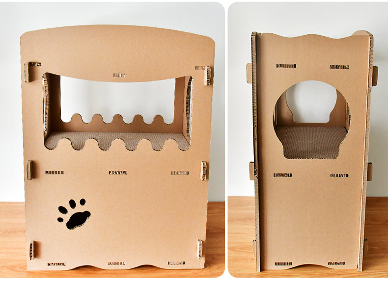 Cardboard Cat Condo Tower with Scratchers by YES4PETS