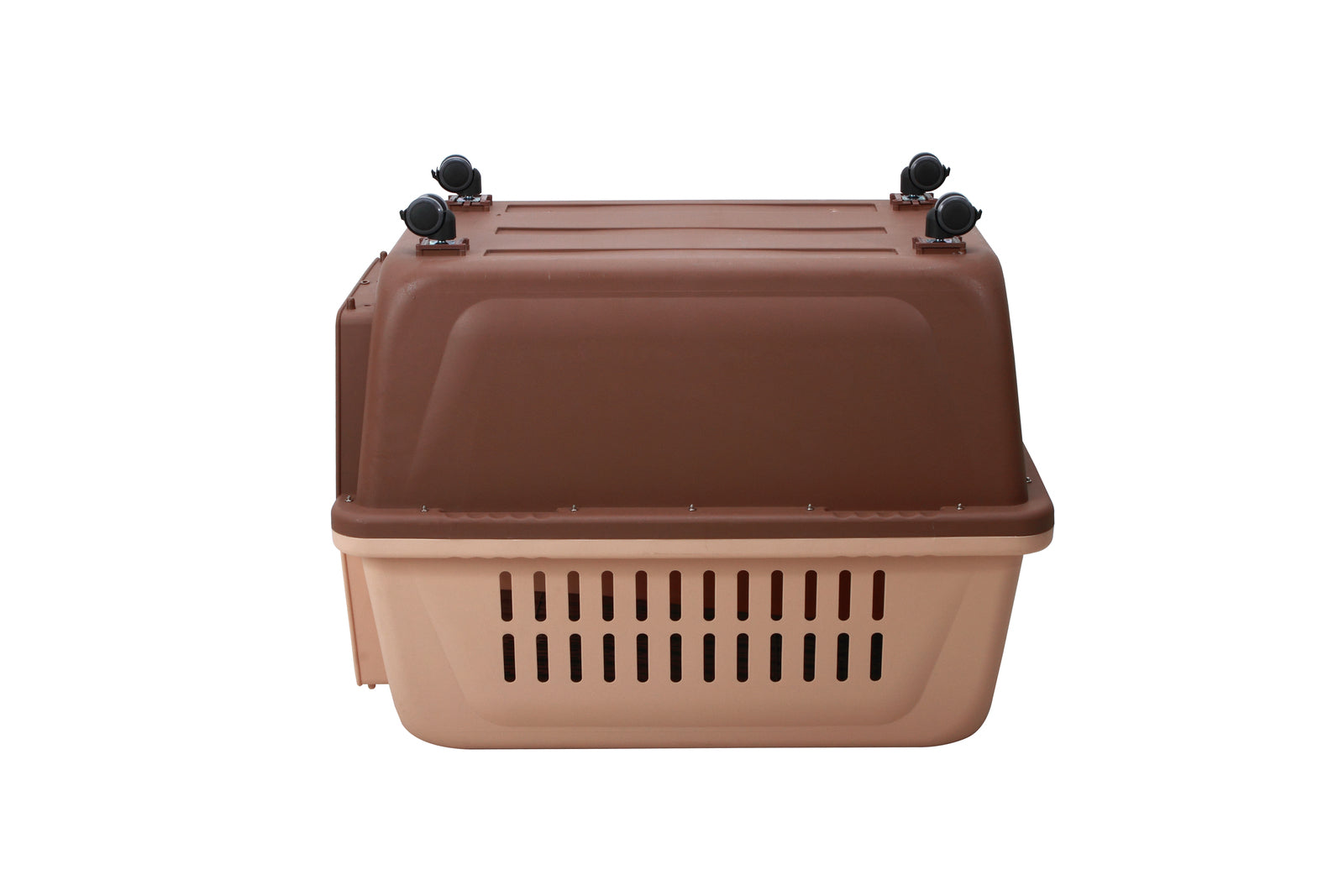 Sturdy XL Plastic Pet Kennel, Removable Wheels, Brown - YES4PETS