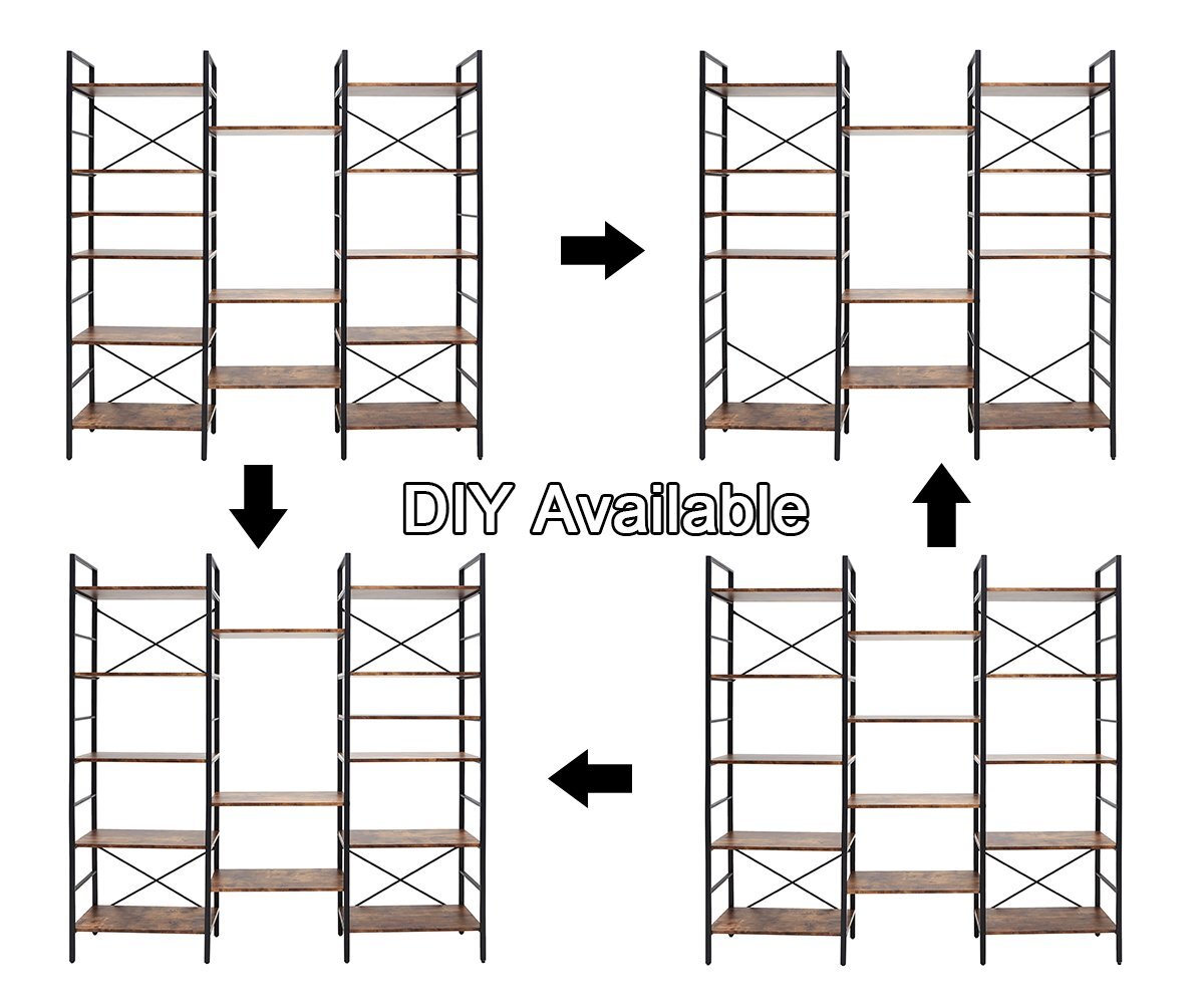 Adjustable Multi-Functional Vintage Industrial Bookshelf