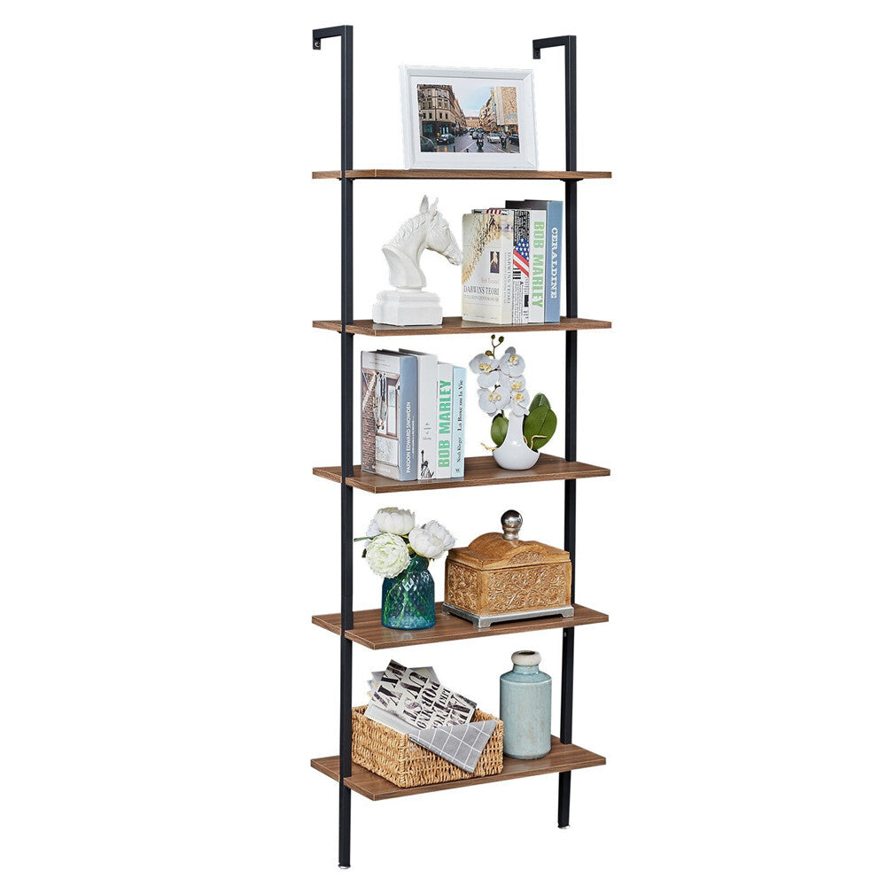 Industrial 5-Tier Wall-Mount Ladder Shelf, Safe & Sturdy