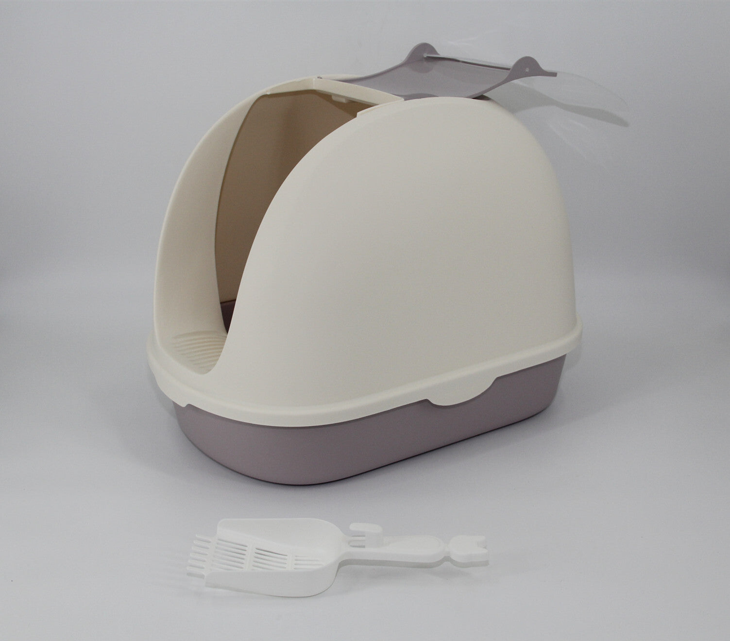 Hooded Odor-Control Cat Litter Box Tray Set, White – YES4PETS