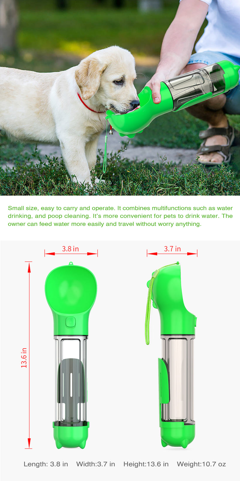 Leak-Proof Portable Pet Water Bottle, Food-Grade, 500ml