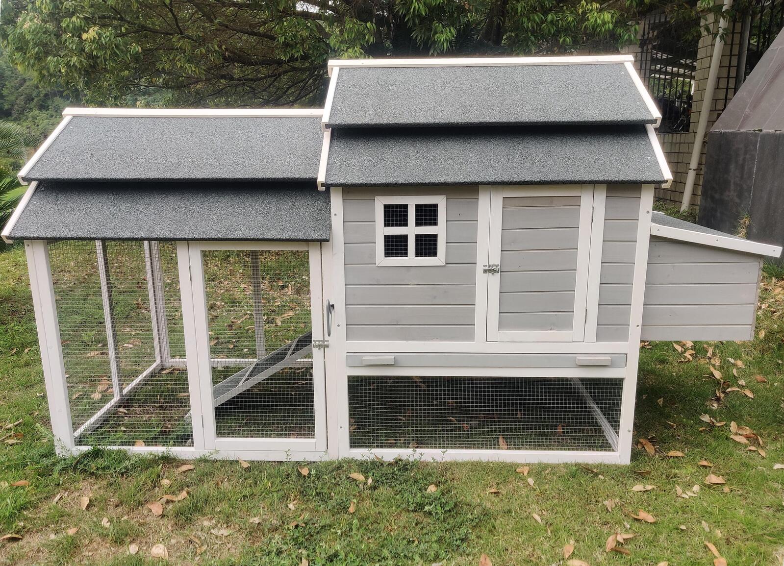 230CM XL Wooden Chicken Coop Rabbit Hutch with Nest Boxes