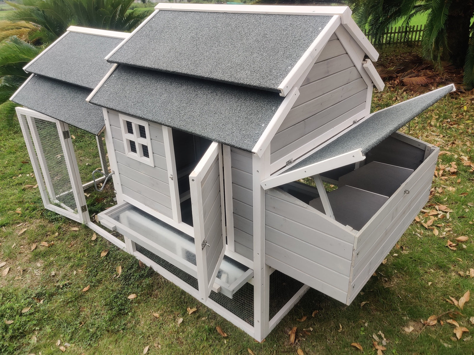 230CM XL Wooden Chicken Coop Rabbit Hutch with Nest Boxes