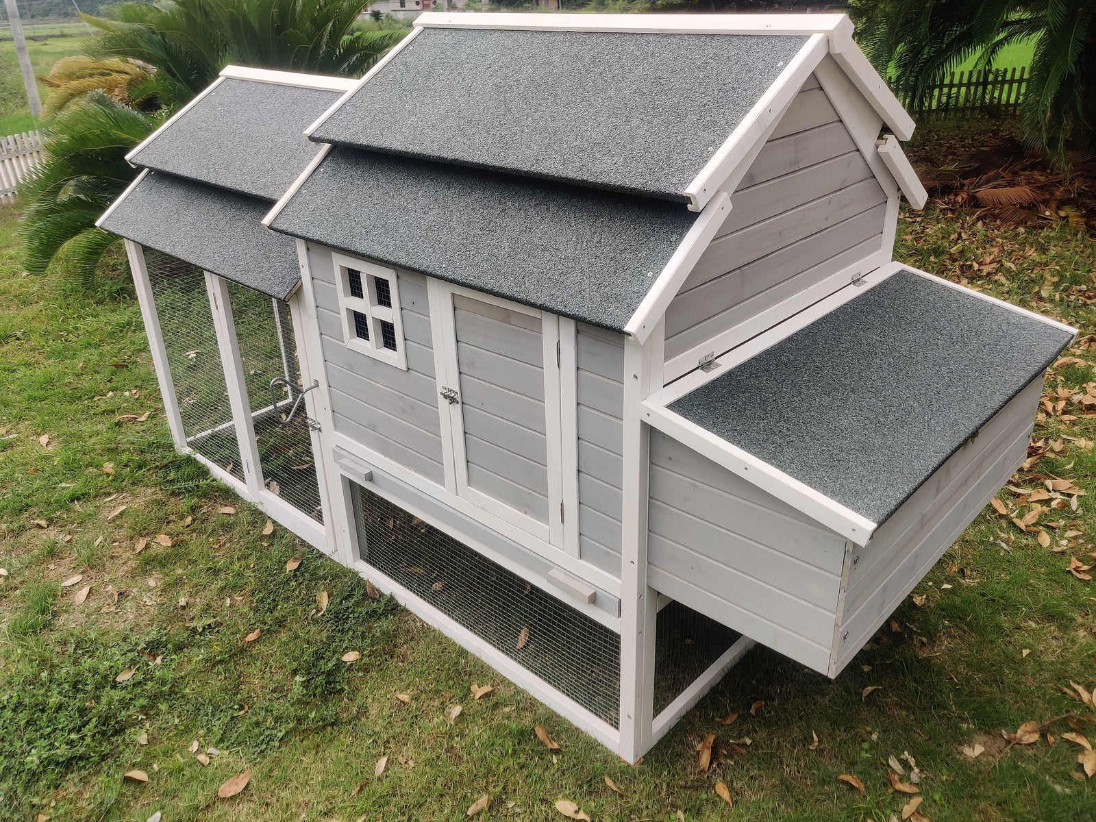 230CM XL Wooden Chicken Coop Rabbit Hutch with Nest Boxes